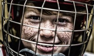 Girl in a hockey mask